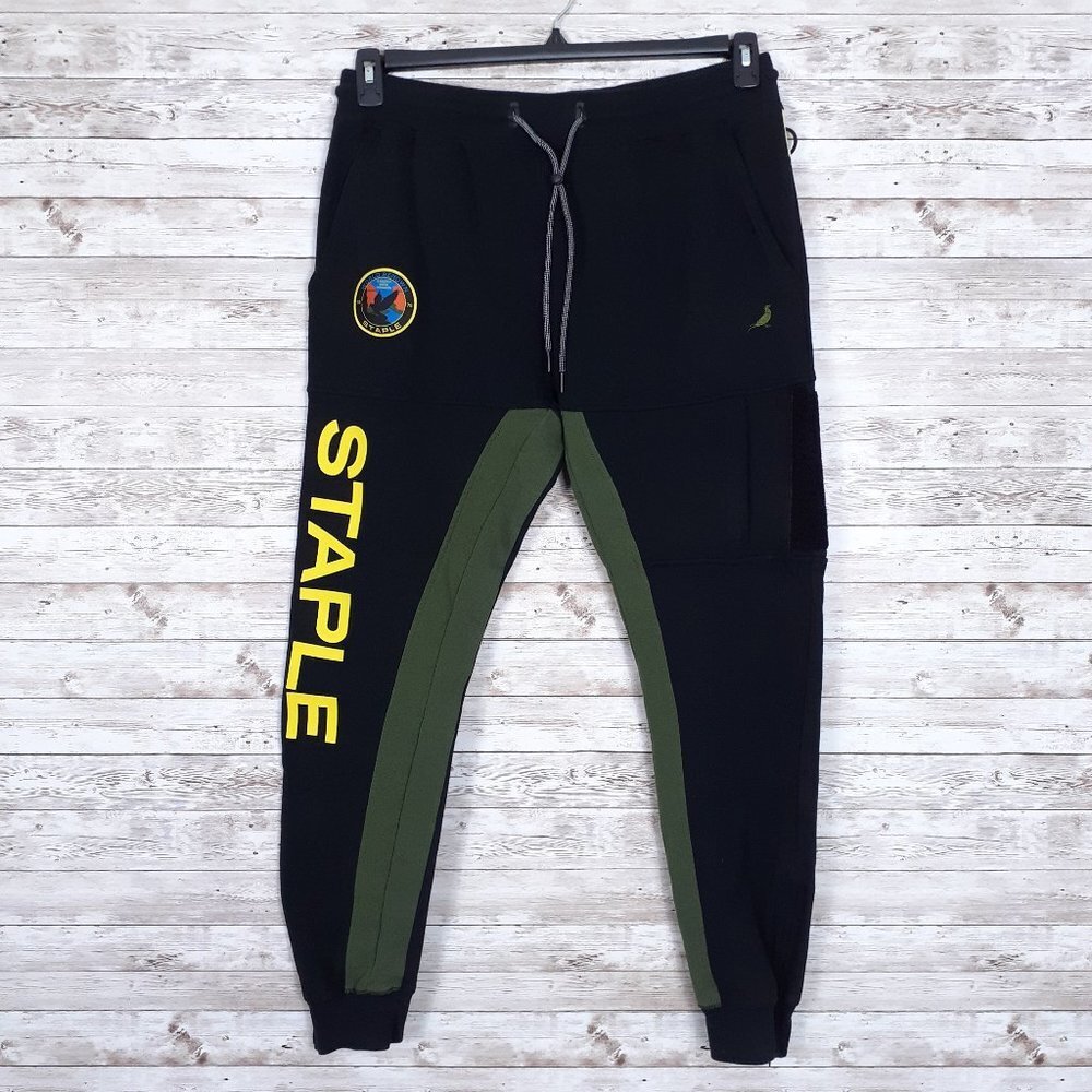 Staple Mens Joggers XL Black Green Sweatpants 70A